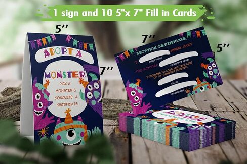 1 تبني علامة الوحش و10 مجموعة شهادات تبني الوحش، تبني حفلة، حفلة عيد ميلاد للأطفال، حفلات الفصل الدراسي/010B in Kuwait