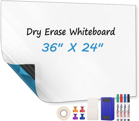 MaxGear White Board 24"x36" Dry Erase Board Adhesive Whiteboard Dry Erase Board for Wall, Office, Conference Room, Classroom, Home, 4 Markers, 1 Marker Holder, 1 Eraser, 4 Magnets, 1 Removable Tape in Saudi Arabia