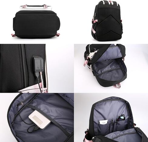 Anime Cartoon School Backpack with USB Charging Port Cute Travel Backpack Laptop Bag Cosplay Bookbag (Blue) in Saudi Arabia
