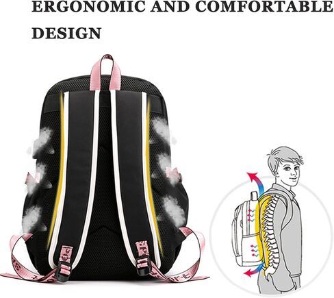 Anime Cartoon School Backpack with USB Charging Port Cute Travel Backpack Laptop Bag Cosplay Bookbag (Blue) in Saudi Arabia