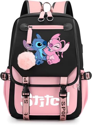 Anime Cartoon School Backpack with USB Charging Port Cute Travel Backpack Laptop Bag Cosplay Bookbag (Blue) in Saudi Arabia