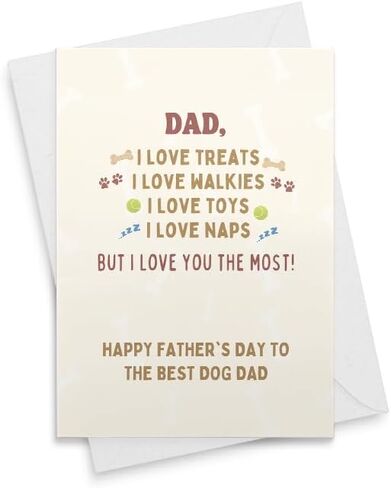 Father's Day Card from Dog, Dog Dad Card, Card for Dad from Dog, Funny Card for Dad, 5x7 Greeting Card, Envelope [00865] in Saudi Arabia