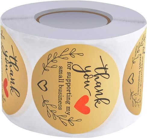 2'' Thank You Stickers Small Business - 500 Count Thank You for Supporting My Small Business Stickers for Bags, Boxes, Envelopes, Ideal for Crafters & Online Sales (Gold) in Saudi Arabia