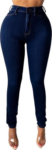 HTD Women's Stretchy Skinny Jeans High Waisted Butt Lifting Denim Pants in Kuwait