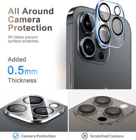 CANSHN 3 Pack Screen Protector for iPhone 11 [6.1 inch] + 3 Pack Tempered Glass Camera Lens Protector with Easy Installation Frame, Anti-Scratch, Case Friendly, 9H Hardness, HD Clear Film [6 Pack] in Kuwait