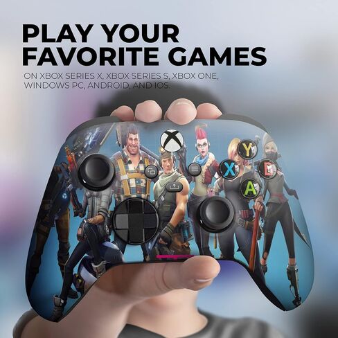 وحدة تحكم DreamController Fortnight Blue المخصصة X-box لاسلكية متوافقة مع X-box One/X-box Series X/S مخصصة بفخر في الولايات المتحدة الأمريكية مع طباعة HYDRO-DIP الدائمة (ليست مجرد جلد) in Kuwait