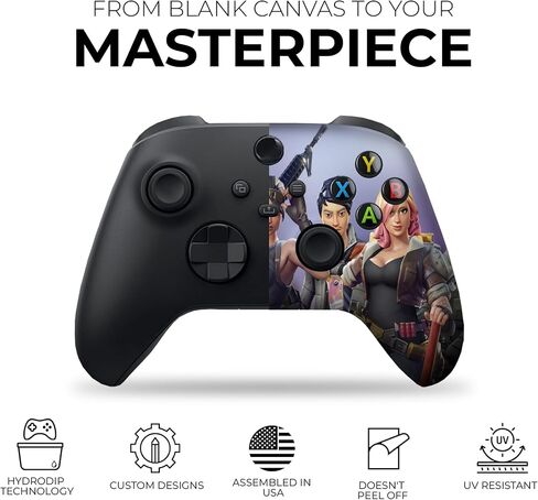 وحدة تحكم DreamController Fortnight Blue المخصصة X-box لاسلكية متوافقة مع X-box One/X-box Series X/S مخصصة بفخر في الولايات المتحدة الأمريكية مع طباعة HYDRO-DIP الدائمة (ليست مجرد جلد) in Kuwait