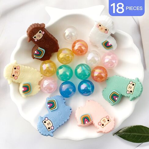 Cartoon Focal Beads for Pens, Silicone Focal Beads Bulk for Bead Pens Keychain Bracelet Jewelry Making (18Pcs Cartoon) in Saudi Arabia