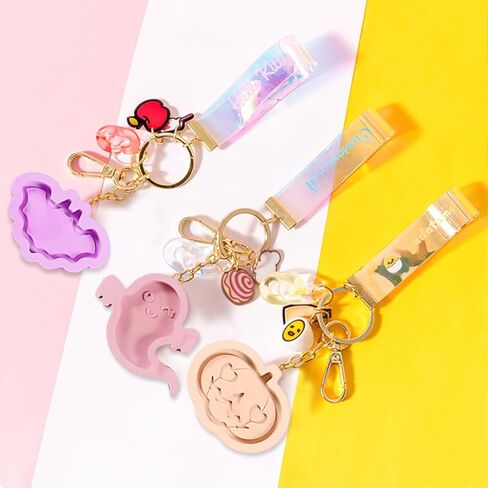 Voyyphixa 4 PCS Halloween Quicksand Silicone Mold with Seal Film Pumpkin Bat Ghost Resin Molds Horror Ornament Epoxy Casting Molds for Keyring Pendants Jewelry Making (Halloween Mold B) in Kuwait