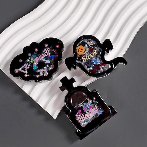 Voyyphixa 4 PCS Halloween Quicksand Silicone Mold with Seal Film Pumpkin Bat Ghost Resin Molds Horror Ornament Epoxy Casting Molds for Keyring Pendants Jewelry Making (Halloween Mold B) in Kuwait