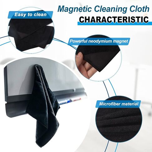 6 قطع من قماش التنظيف المغناطيسي، ممحاة جافة، منشفة مسح جافة من الألياف الدقيقة، قابلة للغسل، قماش تنظيف السبورة البيضاء، ممحاة سبورة جافة للفصول الدراسية، مكتب المطبخ المنزلي (رمادي، 10 × 10 بوصة) in Kuwait
