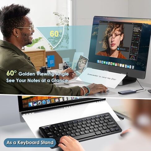 Miratino سبورة بيضاء لسطح المكتب للشاشة، 16 بوصة × 7 بوصة، لوحة مسح جافة لشاشة الكمبيوتر، سبورة بيضاء للمكتب أو المنزل أو المدرسة، لوازم مكتب الأصدقاء، قلم تحديد وممحاة متضمنة in Kuwait