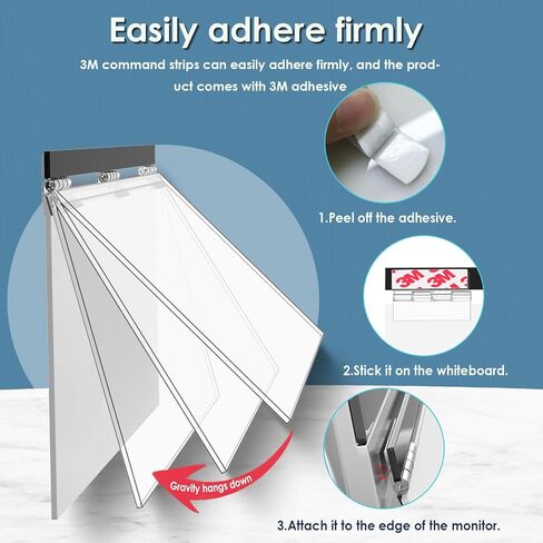 Miratino سبورة بيضاء لسطح المكتب للشاشة، 16 بوصة × 7 بوصة، لوحة مسح جافة لشاشة الكمبيوتر، سبورة بيضاء للمكتب أو المنزل أو المدرسة، لوازم مكتب الأصدقاء، قلم تحديد وممحاة متضمنة in Kuwait