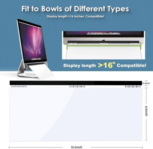 Miratino سبورة بيضاء لسطح المكتب للشاشة، 16 بوصة × 7 بوصة، لوحة مسح جافة لشاشة الكمبيوتر، سبورة بيضاء للمكتب أو المنزل أو المدرسة، لوازم مكتب الأصدقاء، قلم تحديد وممحاة متضمنة in Kuwait