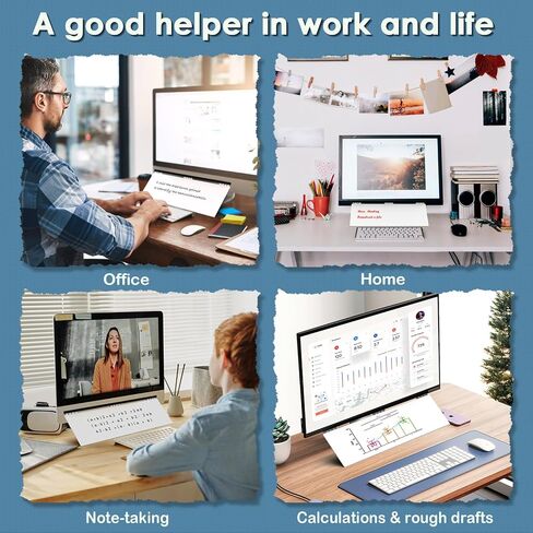 Miratino سبورة بيضاء لسطح المكتب للشاشة، 16 بوصة × 7 بوصة، لوحة مسح جافة لشاشة الكمبيوتر، سبورة بيضاء للمكتب أو المنزل أو المدرسة، لوازم مكتب الأصدقاء، قلم تحديد وممحاة متضمنة in Kuwait