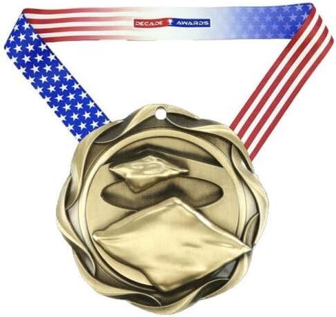 Decade Awards Cornhole Fusion Medal- Gold, Silver or Bronze | Corn Hole Medal with Stars & Stripes Ribbon - 3 Inch Wide in Saudi Arabia