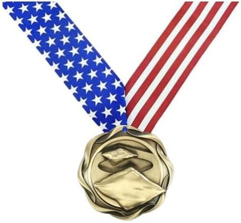 Decade Awards Cornhole Fusion Medal- Gold, Silver or Bronze | Corn Hole Medal with Stars & Stripes Ribbon - 3 Inch Wide in Saudi Arabia