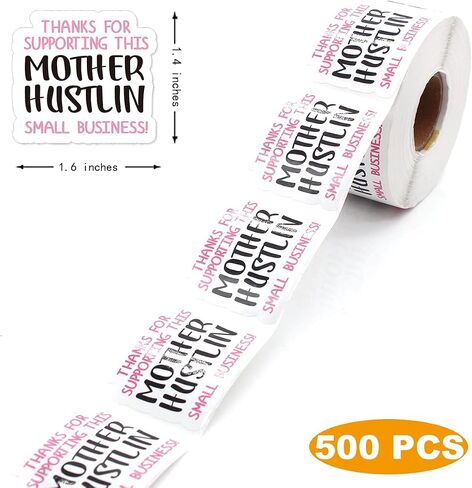 1.5 بوصة شكرًا لدعم ملصق الأعمال الصغيرة Mother Hustlin، ملصق شكرًا لك، أعمال صغيرة، ملصق مصنوع يدويًا، ملصق تغليف، 500 قطعة in Kuwait