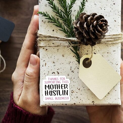 1.5 بوصة شكرًا لدعم ملصق الأعمال الصغيرة Mother Hustlin، ملصق شكرًا لك، أعمال صغيرة، ملصق مصنوع يدويًا، ملصق تغليف، 500 قطعة in Kuwait