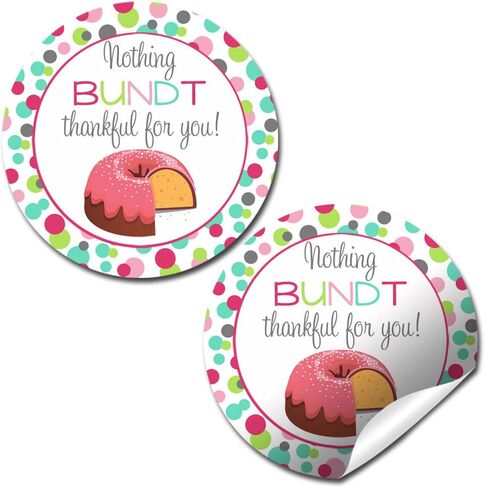 “Nothing Bundt Thankful" Teacher, Staff, or Employee Appreciation Thank You Sticker Labels, 40 2" Party Circle Stickers by AmandaCreation, Great for Envelope Seals & Gift Bags in Saudi Arabia