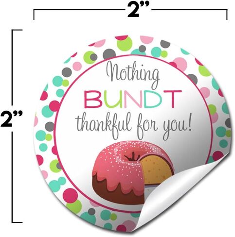 “Nothing Bundt Thankful" Teacher, Staff, or Employee Appreciation Thank You Sticker Labels, 40 2" Party Circle Stickers by AmandaCreation, Great for Envelope Seals & Gift Bags in Saudi Arabia