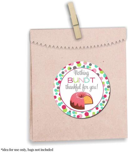 “Nothing Bundt Thankful" Teacher, Staff, or Employee Appreciation Thank You Sticker Labels, 40 2" Party Circle Stickers by AmandaCreation, Great for Envelope Seals & Gift Bags in Saudi Arabia