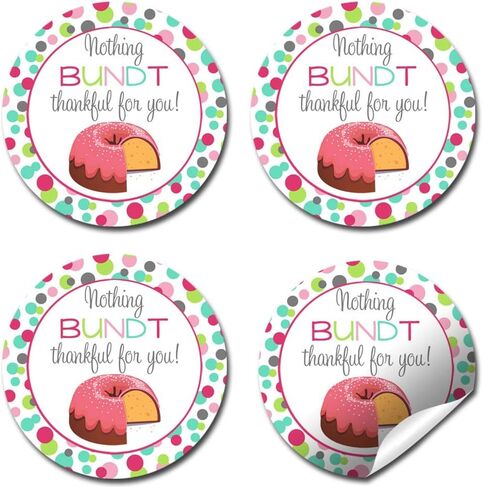 “Nothing Bundt Thankful" Teacher, Staff, or Employee Appreciation Thank You Sticker Labels, 40 2" Party Circle Stickers by AmandaCreation, Great for Envelope Seals & Gift Bags in Saudi Arabia