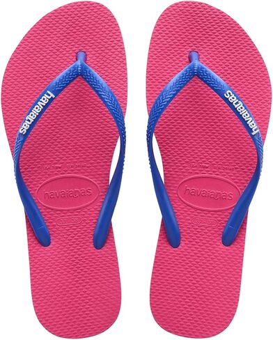 Havaianas Women Slim Logo Pop Up Flip Flops - Women's Thin Strap Sandals - Pink Electric, 11/12W - 9/10M in Saudi Arabia