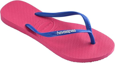 Havaianas Women Slim Logo Pop Up Flip Flops - Women's Thin Strap Sandals - Pink Electric, 11/12W - 9/10M in Saudi Arabia