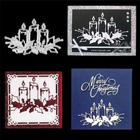 1 قطعة شموع عيد الميلاد قطع معدنية يموت لصنع البطاقات سكرابوكينغ يموت قطع عيد الميلاد يموت تخفيضات معدنية يموت للورق صياغة المجلدات النقش الإستنسل ختم معدني لقطع بطاقات المعايدة الورقية in Kuwait