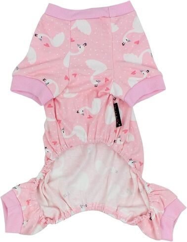 Parisian Pet Dog Pajamas - Cute Cat/Dog Onesie Size M - Pink Swan - Ideal Everyday Outfit for Female Dogs and Female in Saudi Arabia