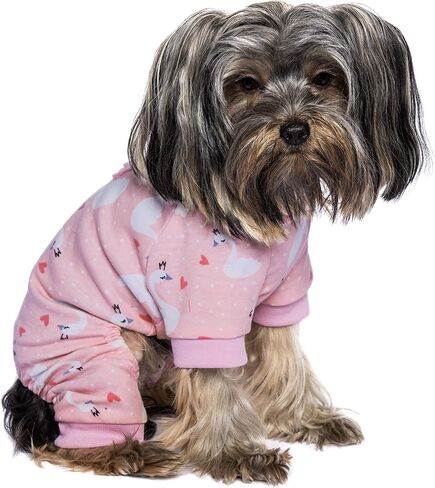 Parisian Pet Dog Pajamas - Cute Cat/Dog Onesie Size M - Pink Swan - Ideal Everyday Outfit for Female Dogs and Female in Saudi Arabia