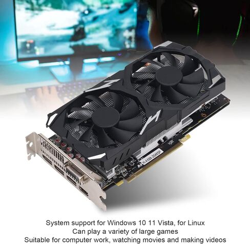 Game Graphics Card, RX580 Low Noise 8GB GDDR5 256BIT Computer Graphics Card, with HD Multimedia DVI Interface, for Windows 10 11 Vista, for Linux (RX580 8GB GDDR5 256BIT) in Saudi Arabia