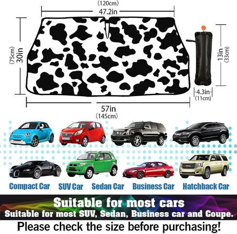 البقرة طباعة زجاج السيارة الأمامي مظلة الشمس الظل مظلة البقرة قابلة للطي للنافذة الأمامية للسيارة الزجاج الأمامي السيارات ظلة يغطي البقرة طباعة اكسسوارات السيارات حماية السيارة من أشعة الشمس الحرارة 57 بوصة × 30 بوصة in Kuwait