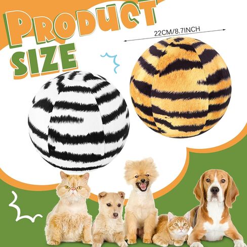2 Pack 8.7" Big Zebra Ball and Tiger Ball Oversized Ball Dogs Giant Ball Large Pet Toys Sports Fetch Balls Outdoor Funny Plush Ball for Dog Animal Prints for Small Medium Large Dog in Kuwait