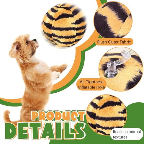2 Pack 8.7" Big Zebra Ball and Tiger Ball Oversized Ball Dogs Giant Ball Large Pet Toys Sports Fetch Balls Outdoor Funny Plush Ball for Dog Animal Prints for Small Medium Large Dog in Kuwait