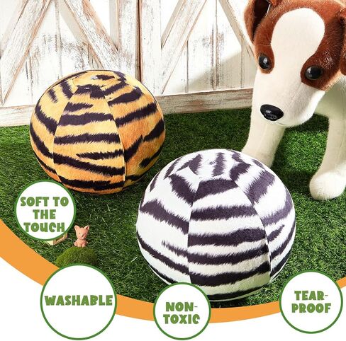 2 Pack 8.7" Big Zebra Ball and Tiger Ball Oversized Ball Dogs Giant Ball Large Pet Toys Sports Fetch Balls Outdoor Funny Plush Ball for Dog Animal Prints for Small Medium Large Dog in Kuwait