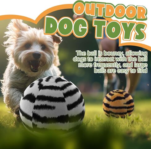 2 Pack 8.7" Big Zebra Ball and Tiger Ball Oversized Ball Dogs Giant Ball Large Pet Toys Sports Fetch Balls Outdoor Funny Plush Ball for Dog Animal Prints for Small Medium Large Dog in Kuwait