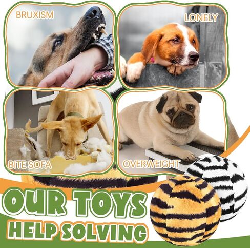 2 Pack 8.7" Big Zebra Ball and Tiger Ball Oversized Ball Dogs Giant Ball Large Pet Toys Sports Fetch Balls Outdoor Funny Plush Ball for Dog Animal Prints for Small Medium Large Dog in Kuwait