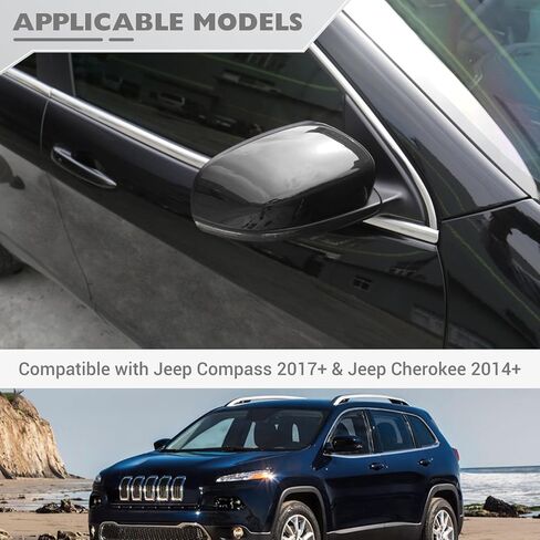 JeCar Side Mirror Covers Trim Accessories for Jeep Cherokee 2014-2019 & for Jeep Compass 2017-2019 (Black) in Saudi Arabia