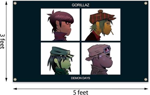 The Band Gorillazs Tapestry Music Album Covers Wall Tapestry for Bedroom, Party Tapestry College Dorm Rooms Decor Tapestry 3x5 Ft Tapestry for Room Guys Teen Boys Girls in Saudi Arabia