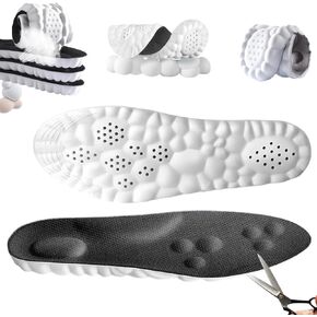 4D Insoles - 4D Cloud Technology Insole - Super Soft, Ultra Comfort Insoles, Plantar Fasciitis Insoles, 4D Sports Shoes Insoles, Acupoint Massage Insole for Foot & Joint Support (Black, 11-12)