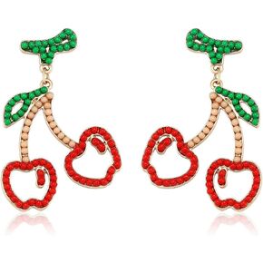 XOCARTIGE Beaded Drop Earrings for Women Boho Seed Bead Dangle Earrings Handmade Tropical Fruit Flamingo Beaded Earrings Studs