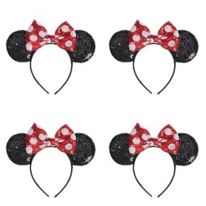 Family Set of 4 Mouse Ear Headbands for Girls, Groups, Moms, Grandmas, Women’s and More. Great Girl Group Set of Mouse Ears for Travel, Group Photos. Affordable Mouse Ear Set!
