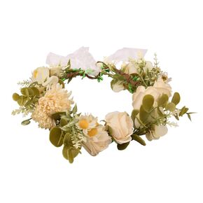 Floral Fall Artificial Wooland Wedding Flower Crown Bridal Headpiece Flower Girl Halo Photo Props FFL-01 (Coral)