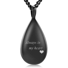 Engraved Teardrop Urn Necklace for Ashes Simple Cremation Urn Necklace Keepsakes Memorial Jewelry for Women Gift Cremation Jewelry for Loved One