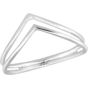AeraVida Sleek Double Chevron Curved Wave .925 Sterling Silver Band Ring | Double Chevron Sterling Silver Ring | Curved Band Rings for Women | Jewelry Gifts | Comfort Fit USA Sizes 6-10