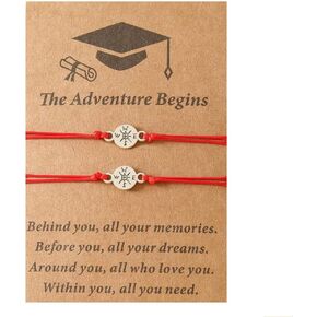 2Pcs Graduation Bracelet 2023 Graduate College High School Inspirational Gifts The Adventure Begins Bracelet for Her Him