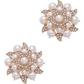 Ruihfas 2Pcs Fashion Rhinestones Pearls Flowers Crystals Wedding Party Shoe Clips