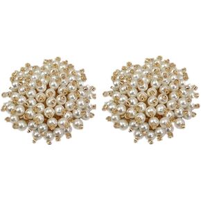 Ivory Pearl Gold Tone Rhinestone Crystal Wedding Bridal Shoe Clips Pair
